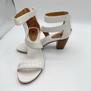White Mountain Womens 6M Sundown Gladiator Block Heel Sandals White Causal Retro